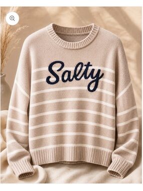"Salty" Striped Cream Knit Sweater